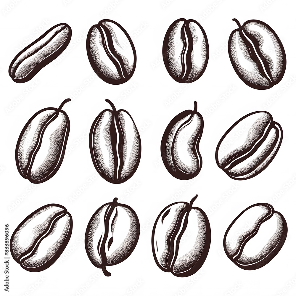 coffee beans icons on white background coffee beans icons on white background