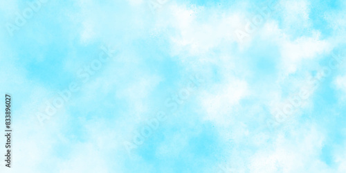 Abstract fresh and shiny winter seasonal morning blue sky with thick clouds. Blue sky with white clouds as background. Romantic sky. Nature landscape in environment day horizon skyline view 