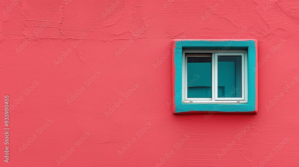 On the freshly painted wall of a house there is a single closed window. Illustration for cover, card, postcard, interior design, banner, poster, brochure or presentation. On the freshly painted wall of a house there is a single closed window. Illustration for cover, card, postcard, interior design, banner, poster, brochure or presentation.