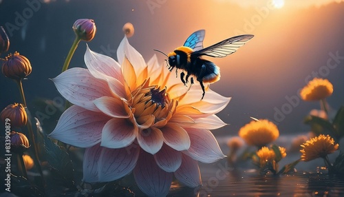 bee and flower photo