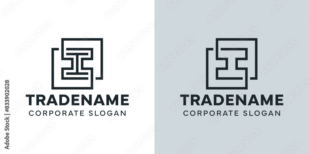 Modern Letter I with Double Square Logo, for business with I initial Modern Letter I with Double Square Logo, for business with I initial