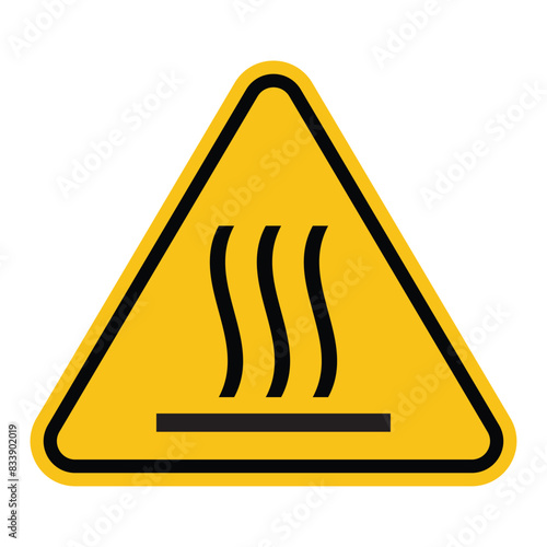 Triangle Warning Sign, Burn Hazard,Yellow Hot Surface Symbol vector illustration isolated on white background. Hot surface warning sign. Yellow triangle background. Perfect for sticker, label. EPS 10