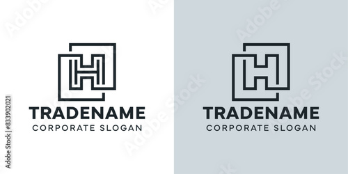 Modern Letter H with Double Square Logo, for business with H initial