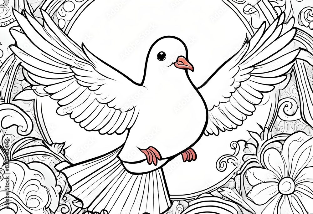 Obraz premium LINEART, COLORING BOOK, dove of peace