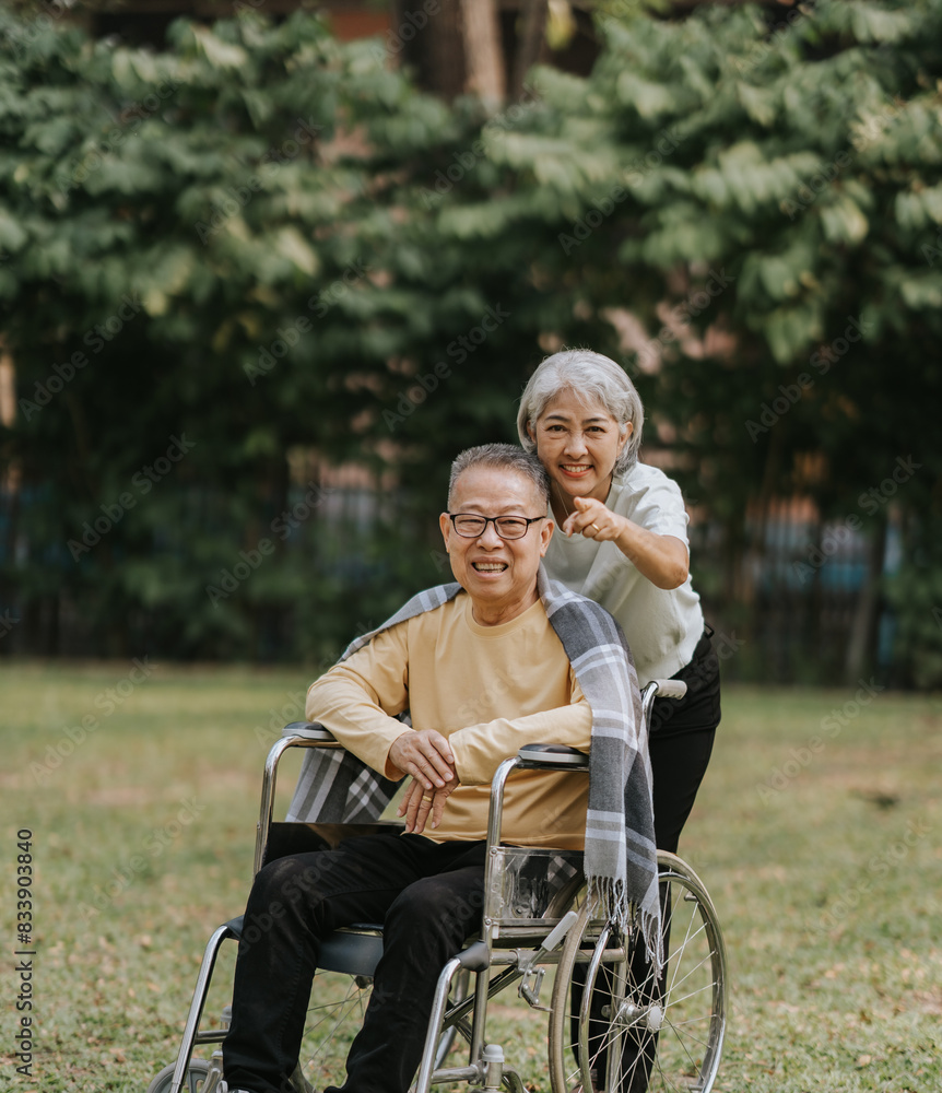 Elderly couple. Asian elderly couple giving love to each other smiling happily. Love and care for each other. Elderly couple. Asian elderly couple giving love to each other smiling happily. Love and care for each other.