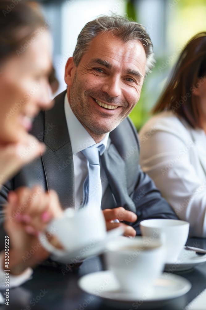 A gathering of friends or colleagues sharing cups of coffee, perfect for office or social settings A gathering of friends or colleagues sharing cups of coffee, perfect for office or social settings