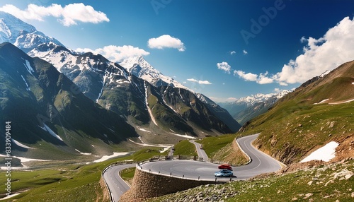 stunning view of rohtang pass in indian himalayas at 4000 meter above sea photo