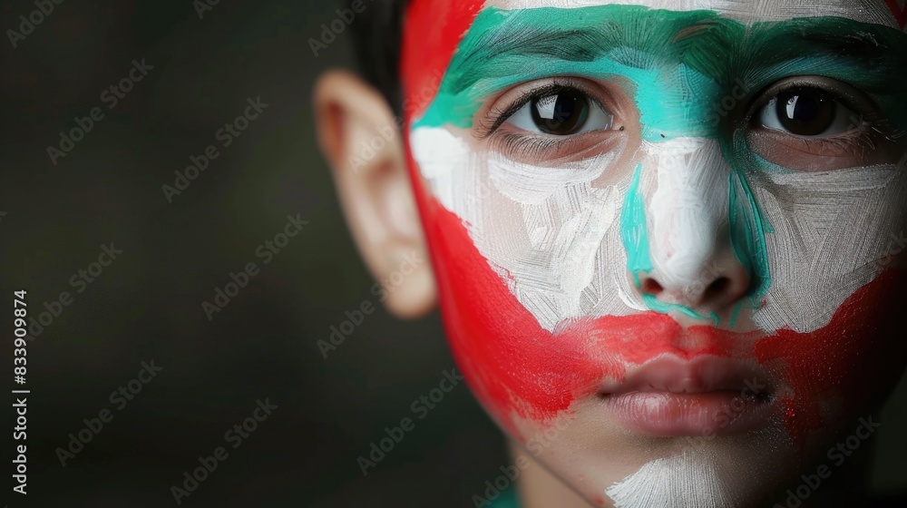 A close-up view of a person wearing colorful face paint A close-up view of a person wearing colorful face paint