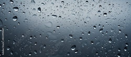 Droplets on the metal surface create an abstract background and texture for design purposes with ample copy space image included.