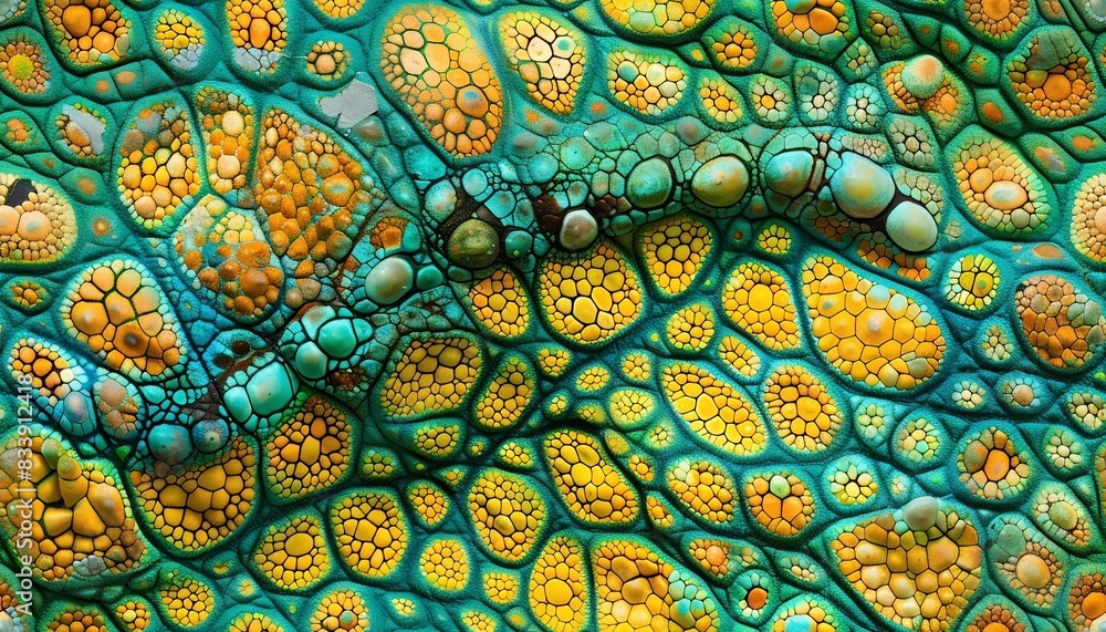 seamless pattern of chameleon skin, reptile print texture, green with patches of yellow and blue spots background, wallpaper .
seamless pattern of chameleon skin, reptile print texture, green with patches of yellow and blue spots background, wallpaper .