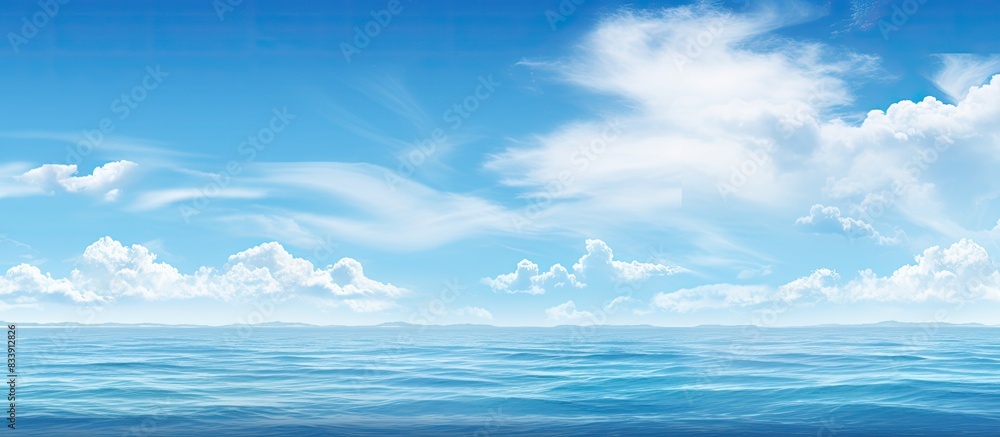 Obraz premium Scenic ocean view landscapes under a clear blue sky with copy space image.