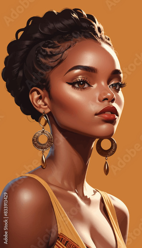 Vector beautiful black afro, brown women illustration, African woman artwork vectorized, Africa people concept art
