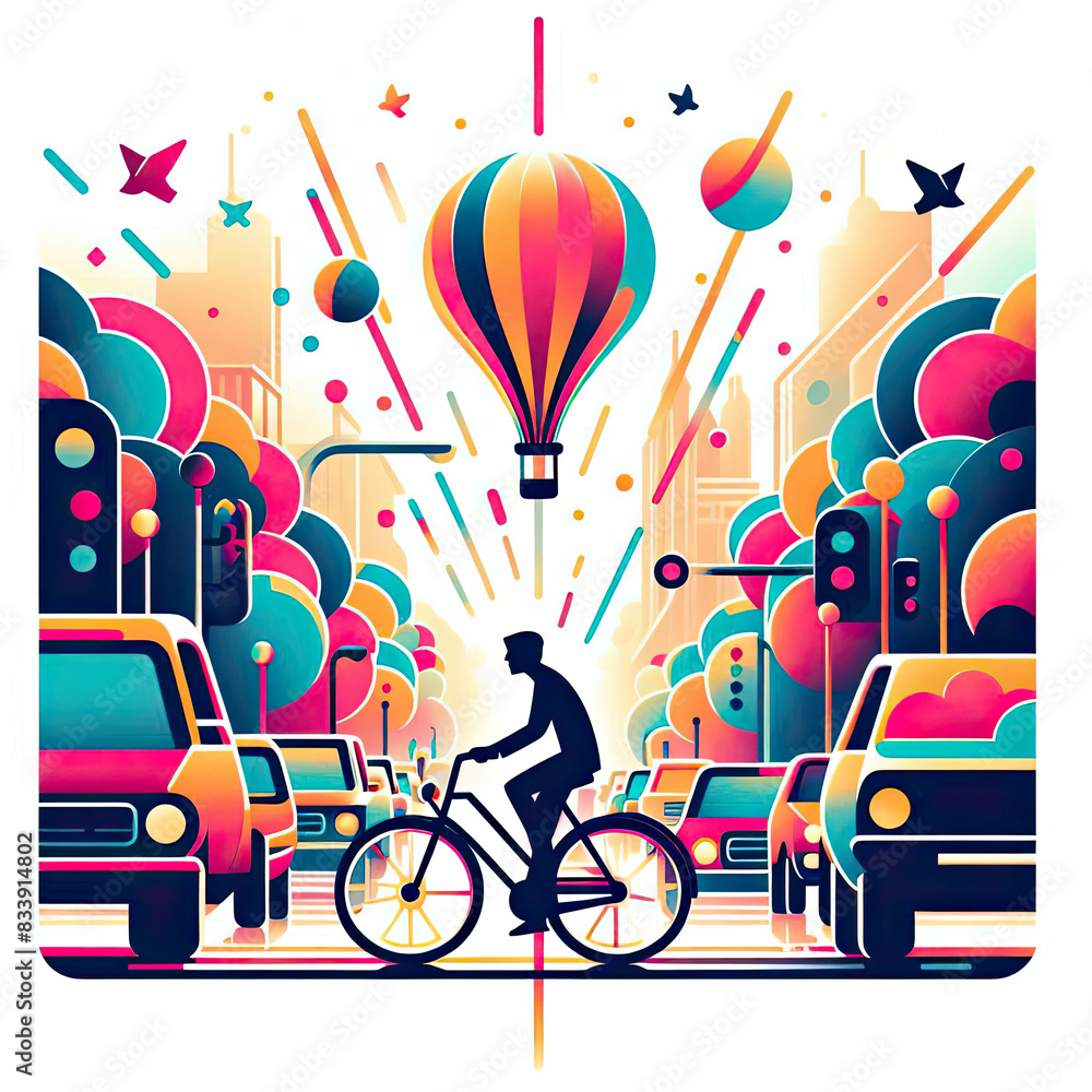 Obraz premium World Bicycle day with art illustration style