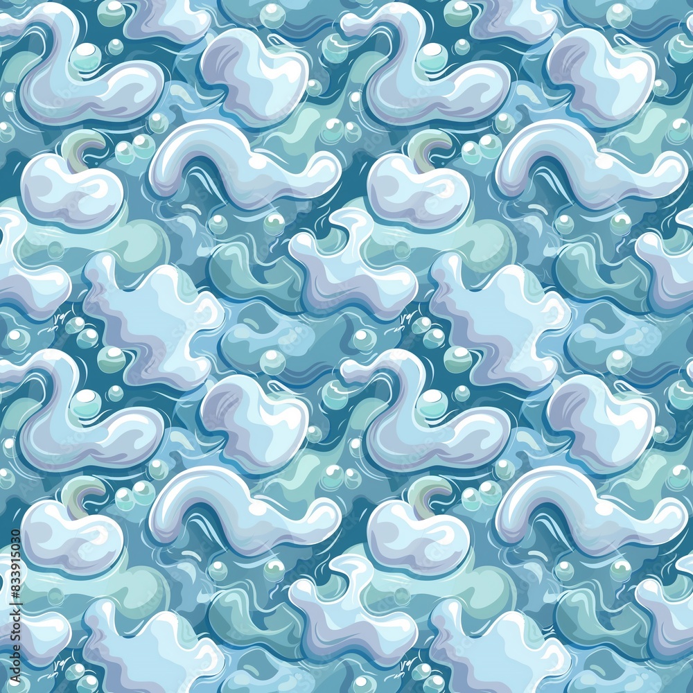 Summer foam illustration seamless pattern, blue green water pattern, for summer holiday, web banner, freshness card, repeatable texture wallpaper. Summer foam illustration seamless pattern, blue green water pattern, for summer holiday, web banner, freshness card, repeatable texture wallpaper.