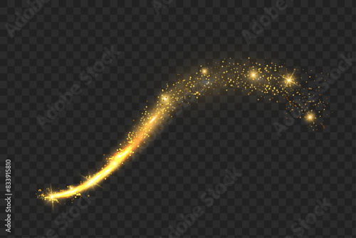 Gold sparkling magic dust particles.
