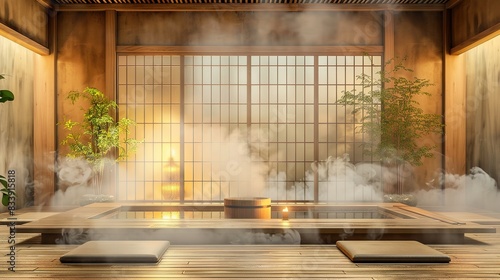 luxurious spa background, serene atmosphere for relaxation and wellness, concept for spa retreats, meditations, beauty salons, wellness centers. photo