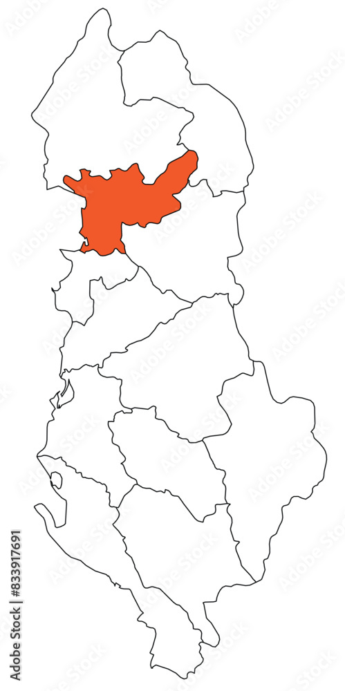 Obraz premium Outline of the map of the region of Albania - Qarku i Lezhës, Lezha