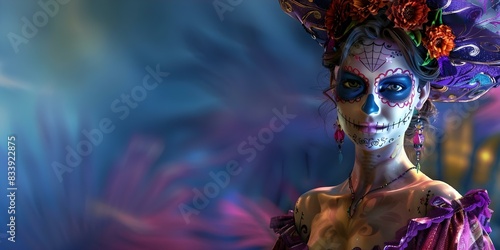 Creating a D render of a woman in Mexican Day of the Dead costume. Concept 3D Render  Woman  Day of the Dead  Costume  Mexican