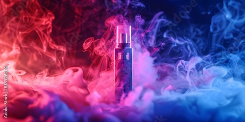 Vertical Banner Design: Vape Pod Amidst Clouds of Smoke. Concept Product Photography, Smoke Effects, Vape Pod, Creative Composition