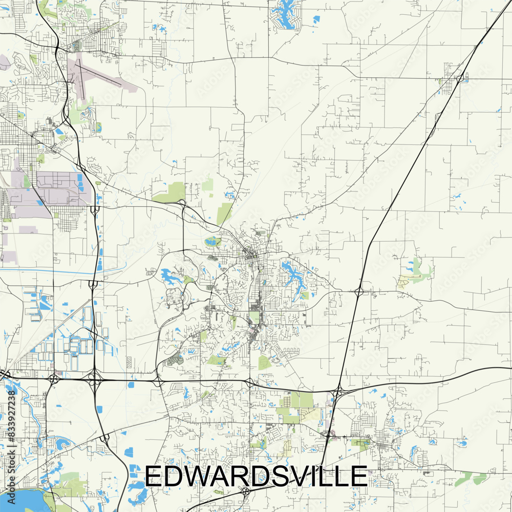 Edwardsville, Illinois, United States map poster art Edwardsville, Illinois, United States map poster art