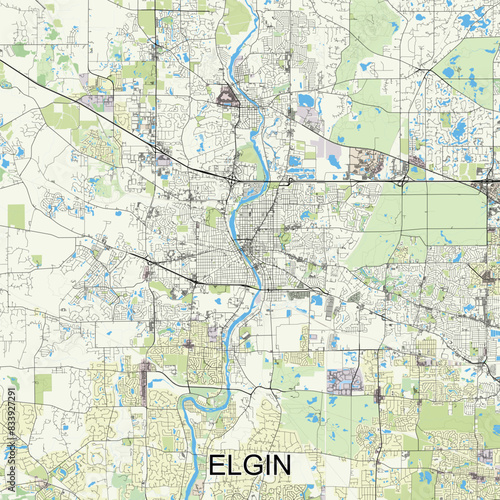 Elgin  Illinois  United States map poster art