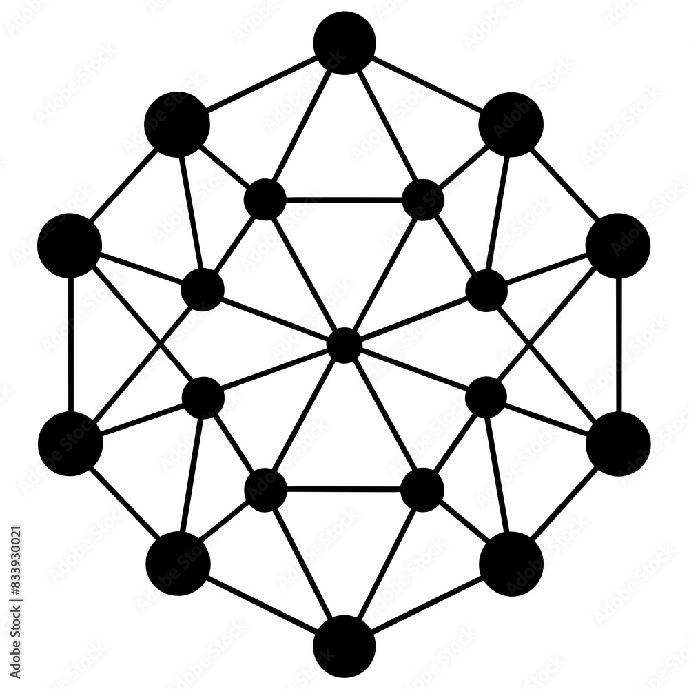Grid of connections, lines and dots randomly placed and connected vector silhouette Grid of connections, lines and dots randomly placed and connected vector silhouette