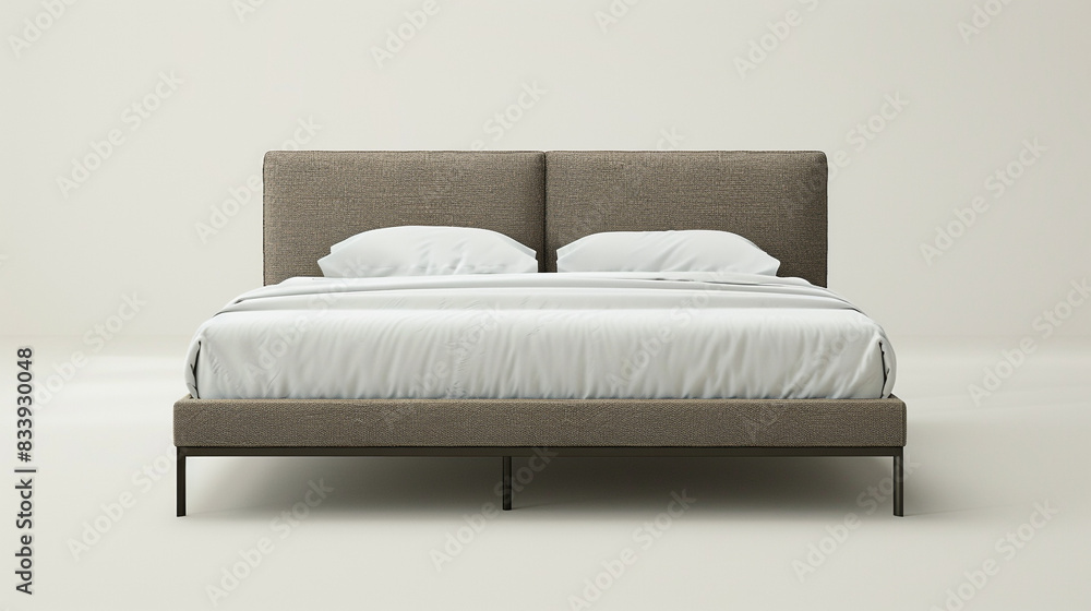 Obraz premium bed with pillows isolated on white