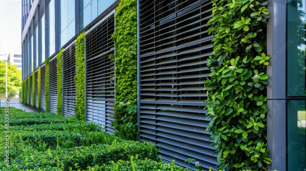 A green wall providing a refreshing contrast to the harsh lines and angles of surrounding architecture. A green wall providing a refreshing contrast to the harsh lines and angles of surrounding architecture.