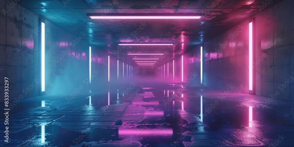 Naklejka premium Wet Neon Corridor