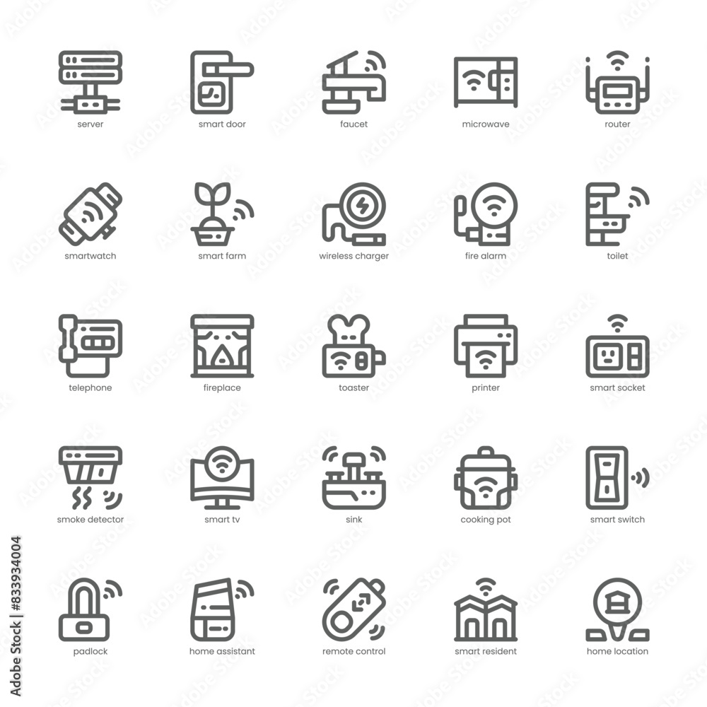 Smarthome icon pack for your website, mobile, presentation, and logo design. Smarthome icon outline design. Vector graphics illustration and editable stroke.