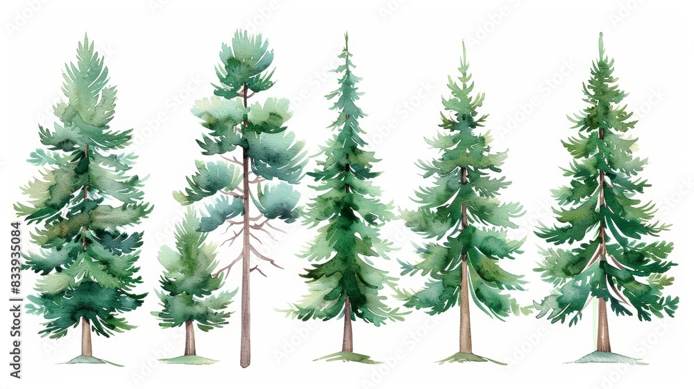 Whimsical Pine Tree Illustration for Children's Book Generative AI