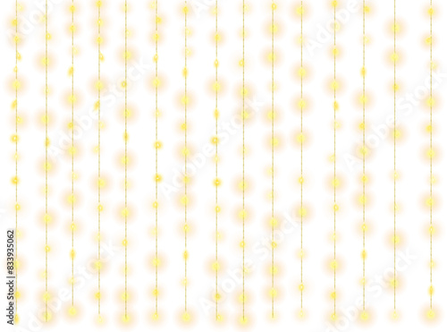 Decorative String Lights.Vertical lights hanging on transparent background