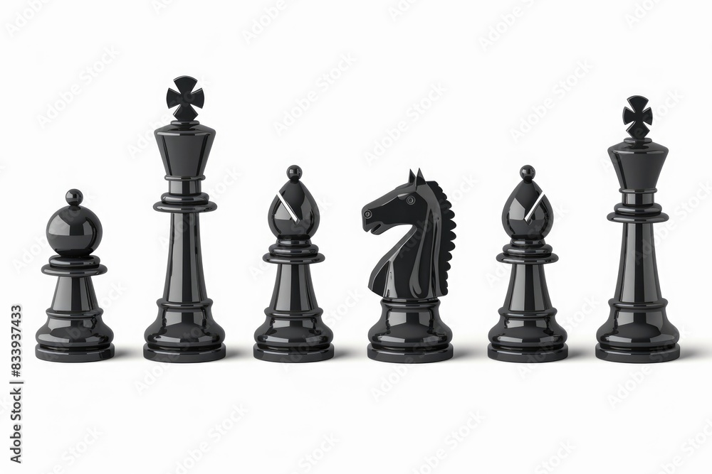 Group of black chess pieces sitting together Group of black chess pieces sitting together