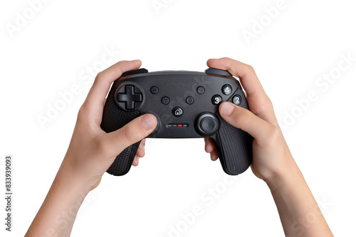 Wallpaper Mural Close-up image of a child holding an isolated, transparent gamepad. Ideal for content on gaming, kids, technology, and family entertainment Torontodigital.ca