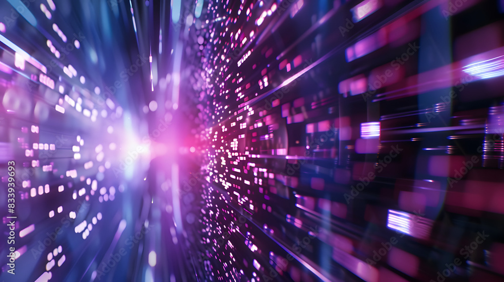 Naklejka premium Purple glowing fiber optic starburst background