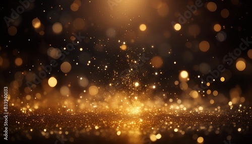 golden glitter shimmer dust shiny lights particles dark abstract background
