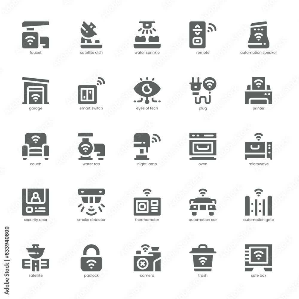 Home Automation icon pack for your website, mobile, presentation, and logo design. Home Automation icon glyph design. Vector graphics illustration and editable stroke. Home Automation icon pack for your website, mobile, presentation, and logo design. Home Automation icon glyph design. Vector graphics illustration and editable stroke.