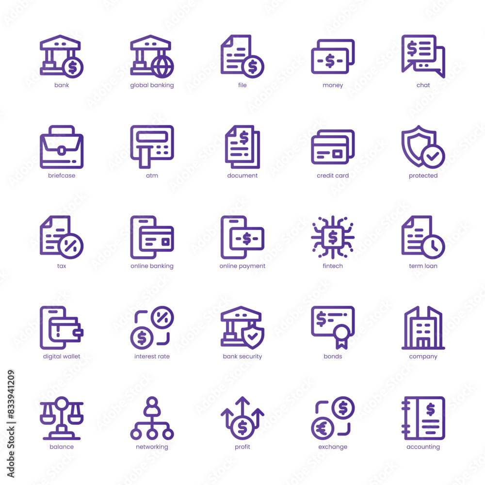 Banking and Finance icon pack for your website, mobile, presentation, and logo design. Banking and Finance icon basic line gradient design. Vector graphics illustration and editable stroke. Banking and Finance icon pack for your website, mobile, presentation, and logo design. Banking and Finance icon basic line gradient design. Vector graphics illustration and editable stroke.
