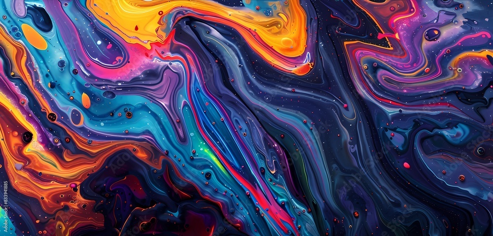 Abstract Colorful Fluid Oil Spill Art Painting with Swirling Patterns in Vibrant Jewel Tones Hues Background Abstract Colorful Fluid Oil Spill Art Painting with Swirling Patterns in Vibrant Jewel Tones Hues Background