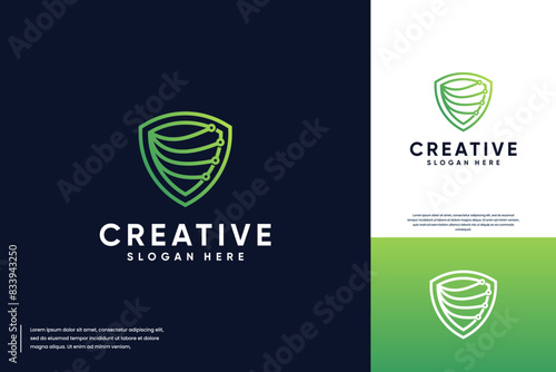 database security, with shield concept, abstract modern, logo design illustration.