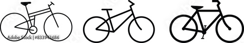 bicycle icons set isolated on transparent background. Modern and editable bicycle with pedal black flat and line vector collection. Sport, travel, cycling, race, symbol for website and mobile app.