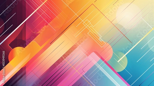 An abstract background with colorful geometric shapes and gradients