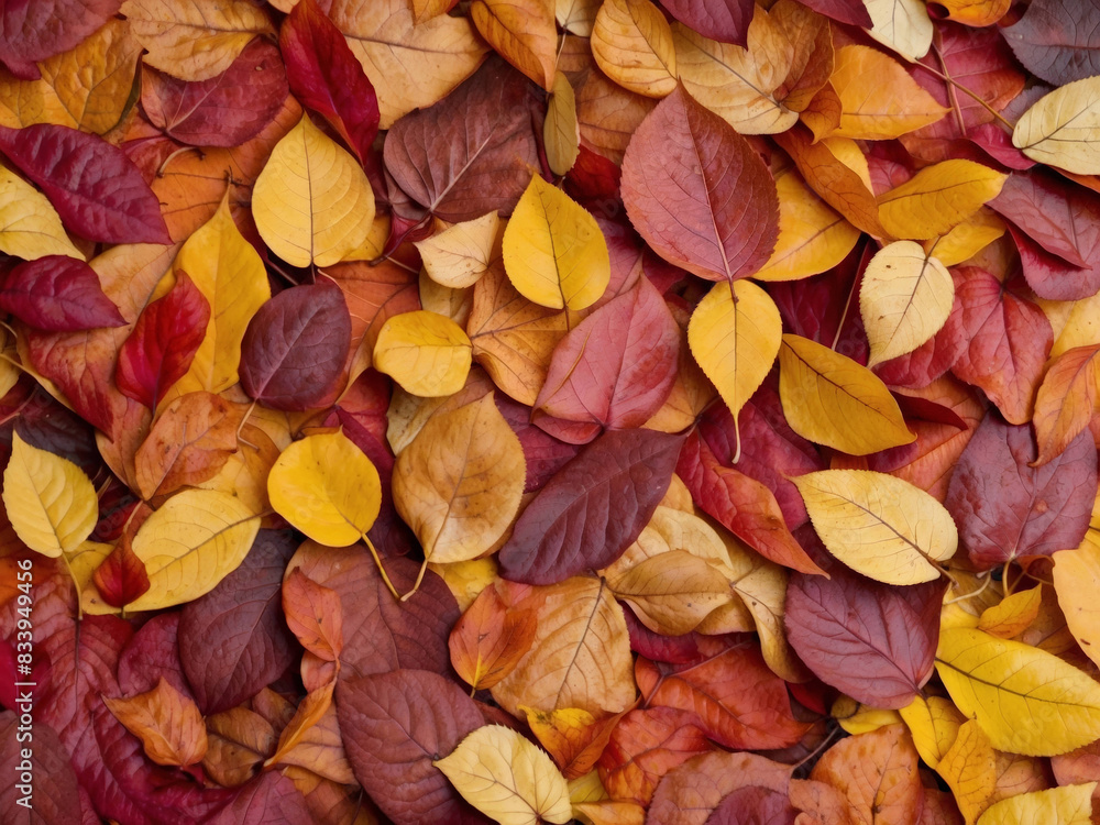 Fototapeta premium Tapis de Feuilles d'automne : Immersion dans les Forêts d'Automne