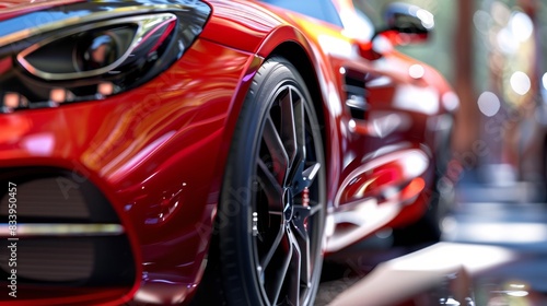 Close-up of luxury red car with copy space background © Johannes