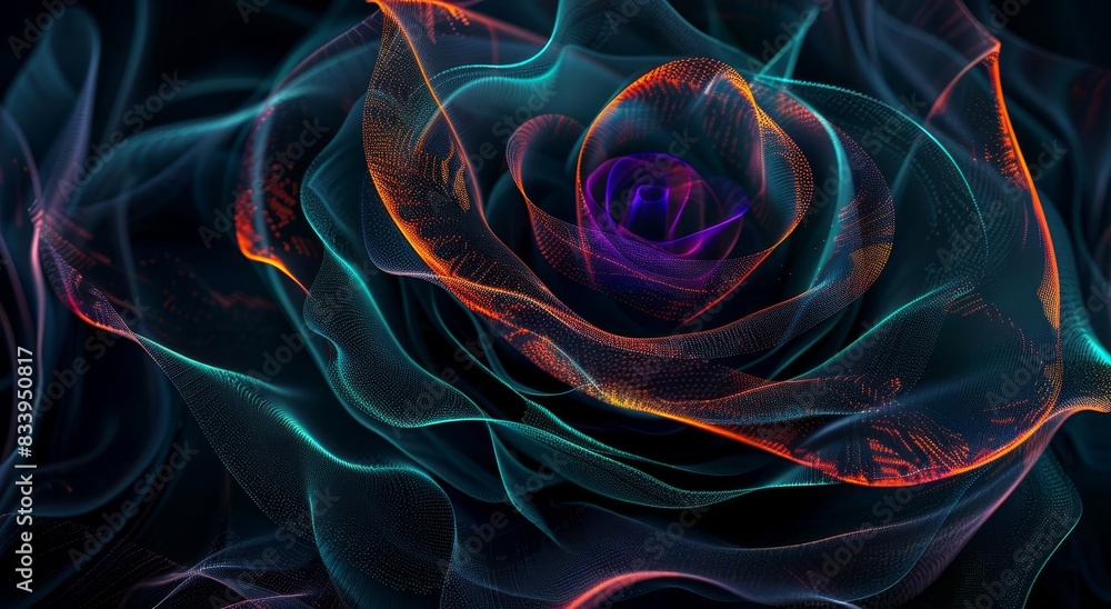Abstract Multicolored Neon Rose with Black Background
Abstract Multicolored Neon Rose with Black Background
