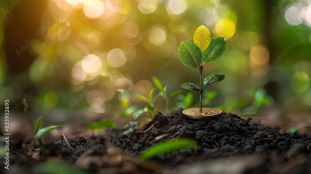A small plant is growing in the dirt A small plant is growing in the dirt