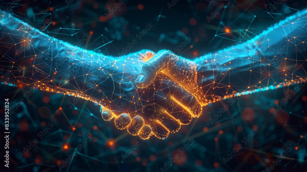 A hand is shaking another hand in a digital image A hand is shaking another hand in a digital image
