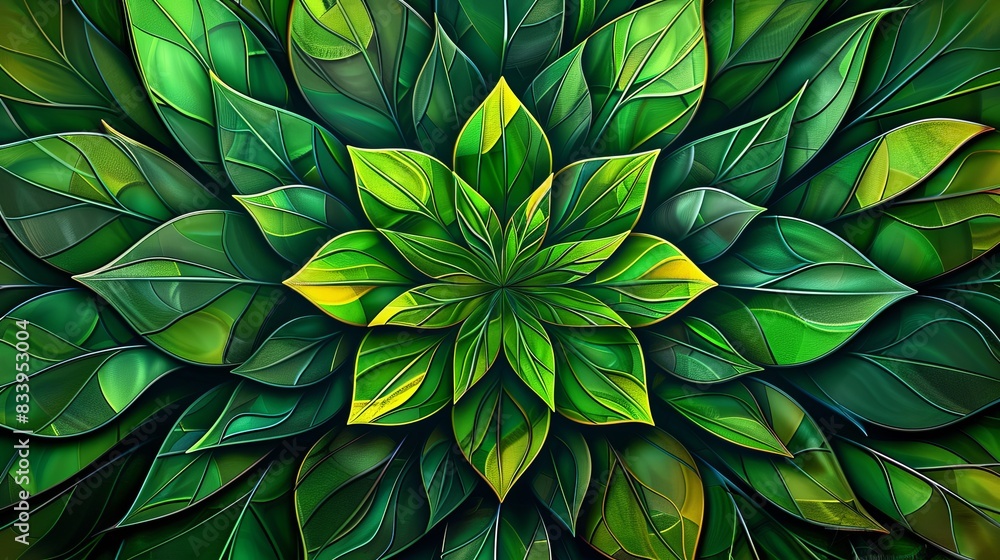 Fototapeta premium A green leafy flower with a green background