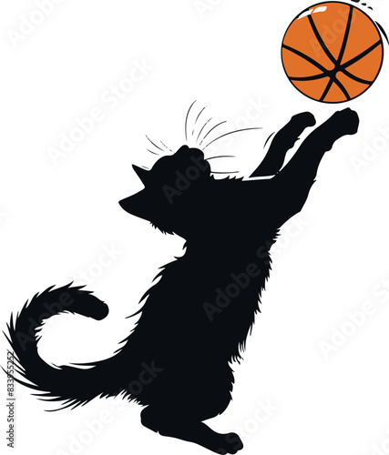 cat playing basketball silhouette