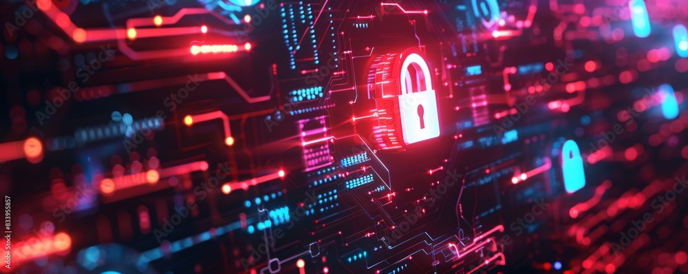 Fototapeta premium Cyber Security Abstract Background with Padlock